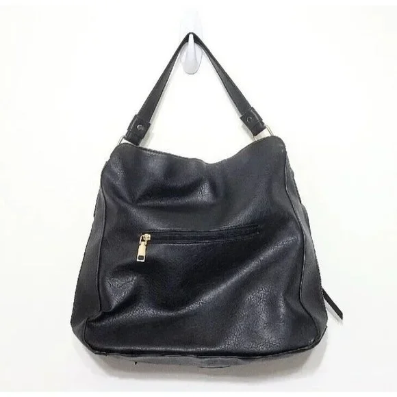 Black Faux Leather Crossbody Shoulder Bag NEW Adjustable Removable Strap 12x11 - Picture 4 of 10